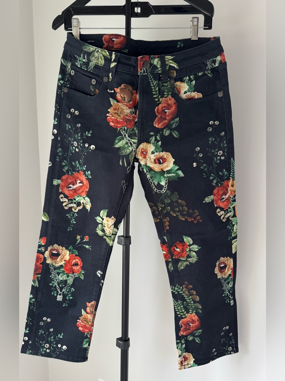 R13 Black Jean with Fun Multicolor Floral Print - Picture 11 of 13